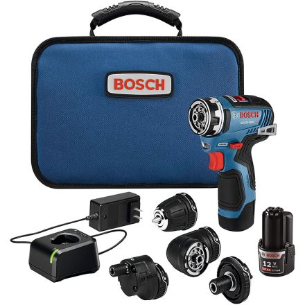 Bosch GSR12V-300FCB22 12V Max Brushless FlexiClick 5-in-1 Drill Driver Kit w/ (2) 2.0Ah Batteries