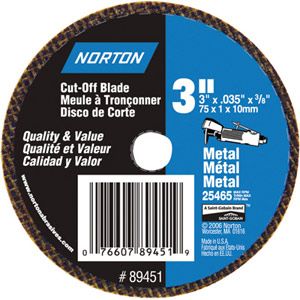 Norton 89451 3 x .035 x 3/8 Inch Type 1 -  Metal - Aluminum Oxide Cut-Off Blade